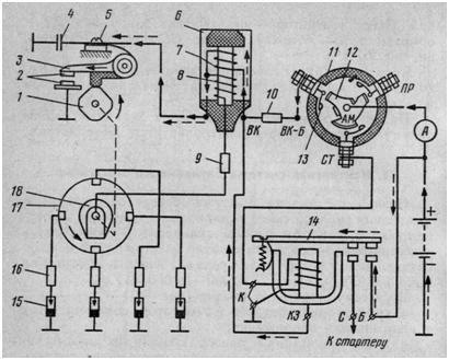 контактная схема зажигания газ 53