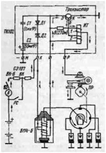 Принцип действия контактно-транзисторной системы зажигания