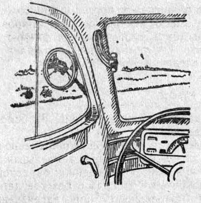 Установка зеркала заднего вида (показано с места водителя)