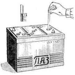 Проверка уровня электролита в аккумуляторной батарее