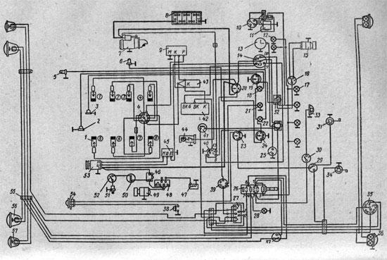 Схема электрооборудования автомобиля ГАЗ-53А